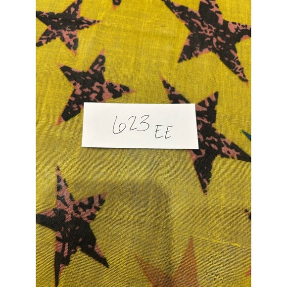 Star Print Rectangle Scarf Yellow Blue Shawl Wrap Lightweight Playful Print - Picture 6 of 7